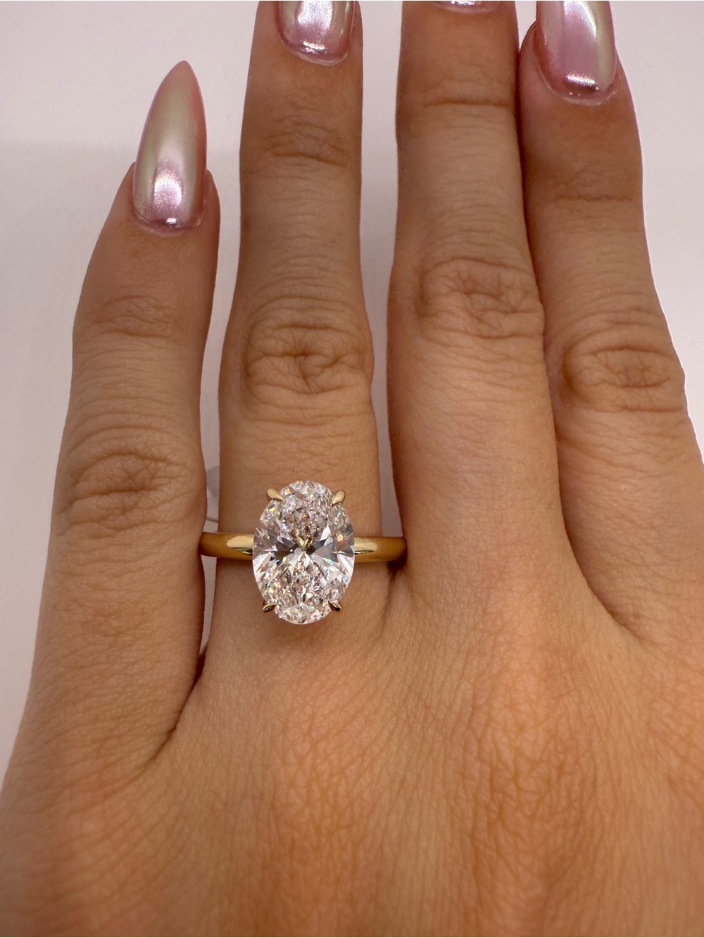 3.00 carat E VS1 oval lab diamond solitaire with hidden halo engagement ring - Picture 10 of 11